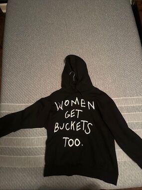 Nike Black Hoodie with White "Women Get Buckets Too." Graphic